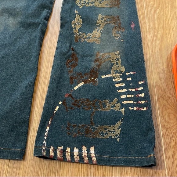 AMNS Jean's Original Amnesia Y2K Dirty Wash Mid Rise Flared Jean - Picture 11 of 16